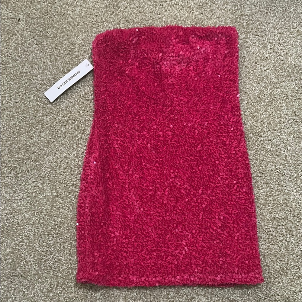 Princess Polly Hot Pink Sequin Strapless Dress